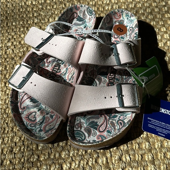 Birkenstock Light Pink Suede Double Strap Paisley Footbed  NWT  sz 7.5/ 38 - Picture 3 of 5
